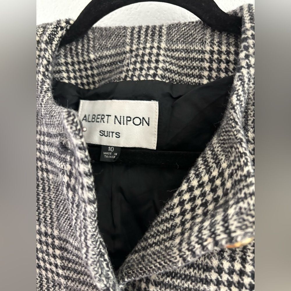 Albert Nipon Blazer Shiny Thread, Wool Plaid Gold… - image 4